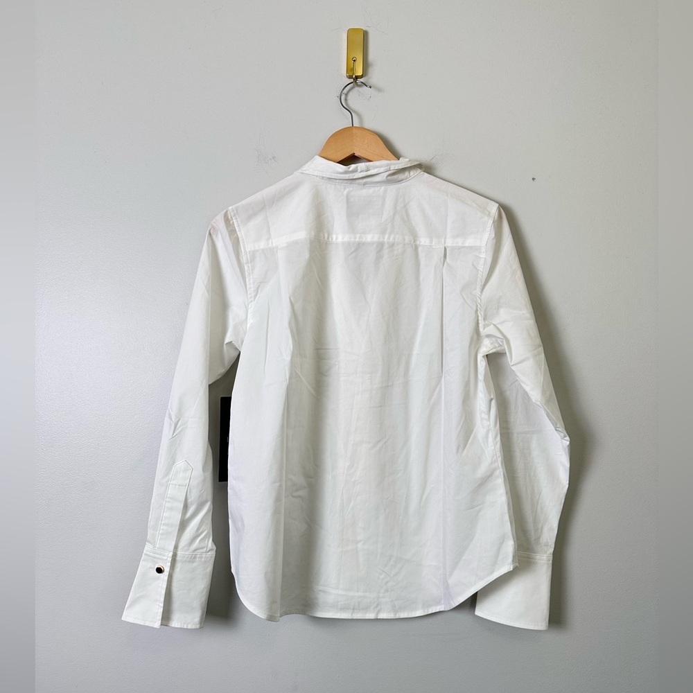 TUCKERNUCK White Bessette Button Down | Stand Collar Tailored Blouse - Picture 3 of 11